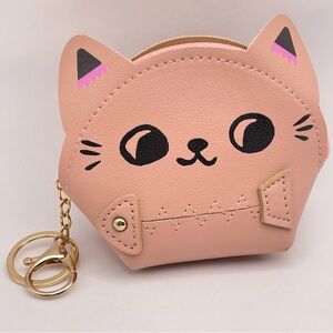 PINK KITTY CAT | Vegan Leather | Zip Coin Purse | Bag Charm (Brand New!) ✨